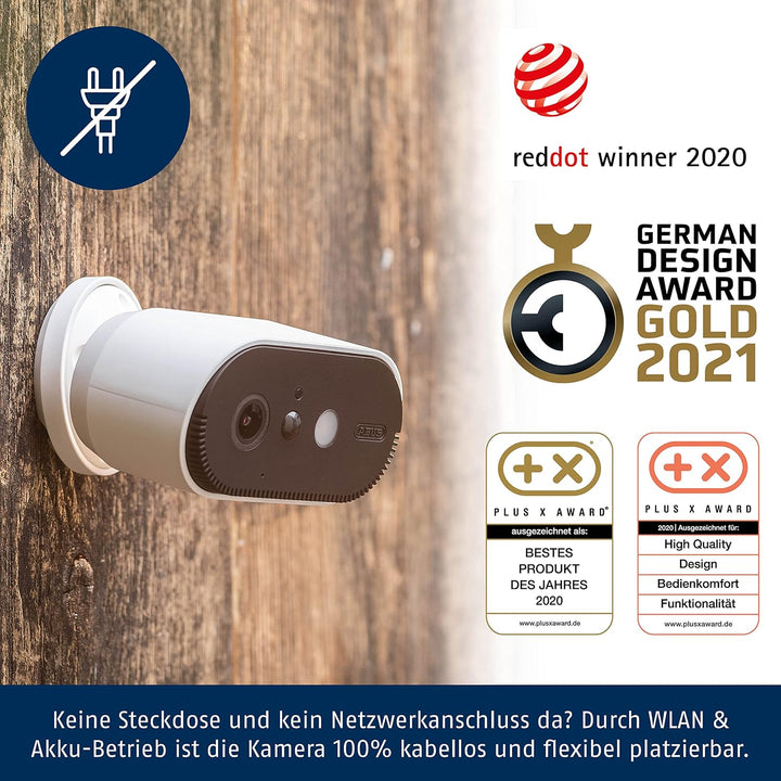 ABUS WLAN Zusatz Akku Cam (PPIC90520) - komplett kabellose, designprämierte Überwachungskamera mit P