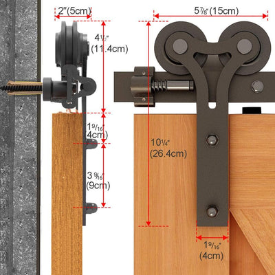 CCJH Schiebetüren Schiebetürsystem, 6.6FT (200cm) Laufschiene Schiebetuer Y Form Rolle Set fuer Schi