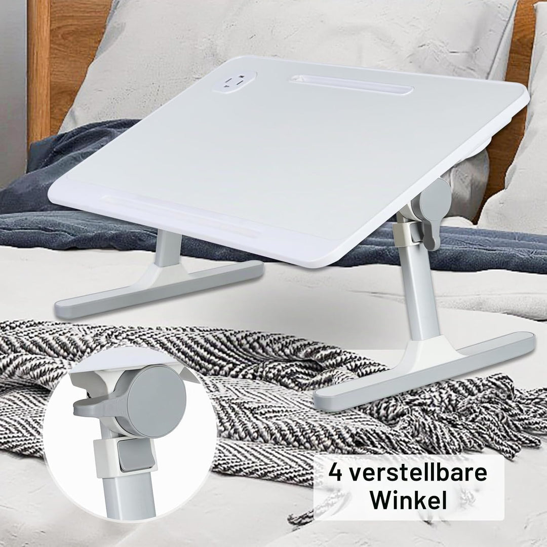 Klappbarer Schossschreibtisch Laptop-Ständer für Bett, faltbarer Laptop-Betttisch mit Tablet-Steckpl