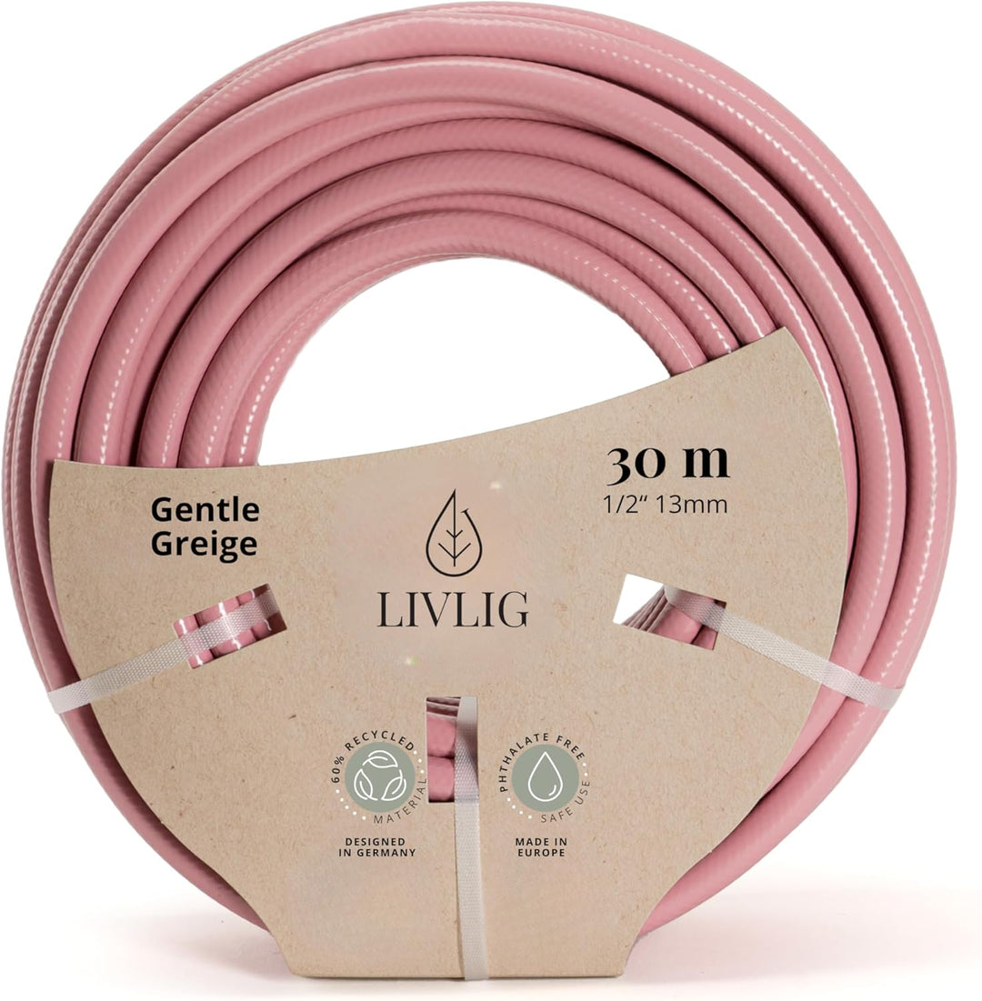 Livlig53 Gartenschlauch 1/2 Zoll, 30m: Wasserschlauch Made in Germany, Recycling-Material, formstabi