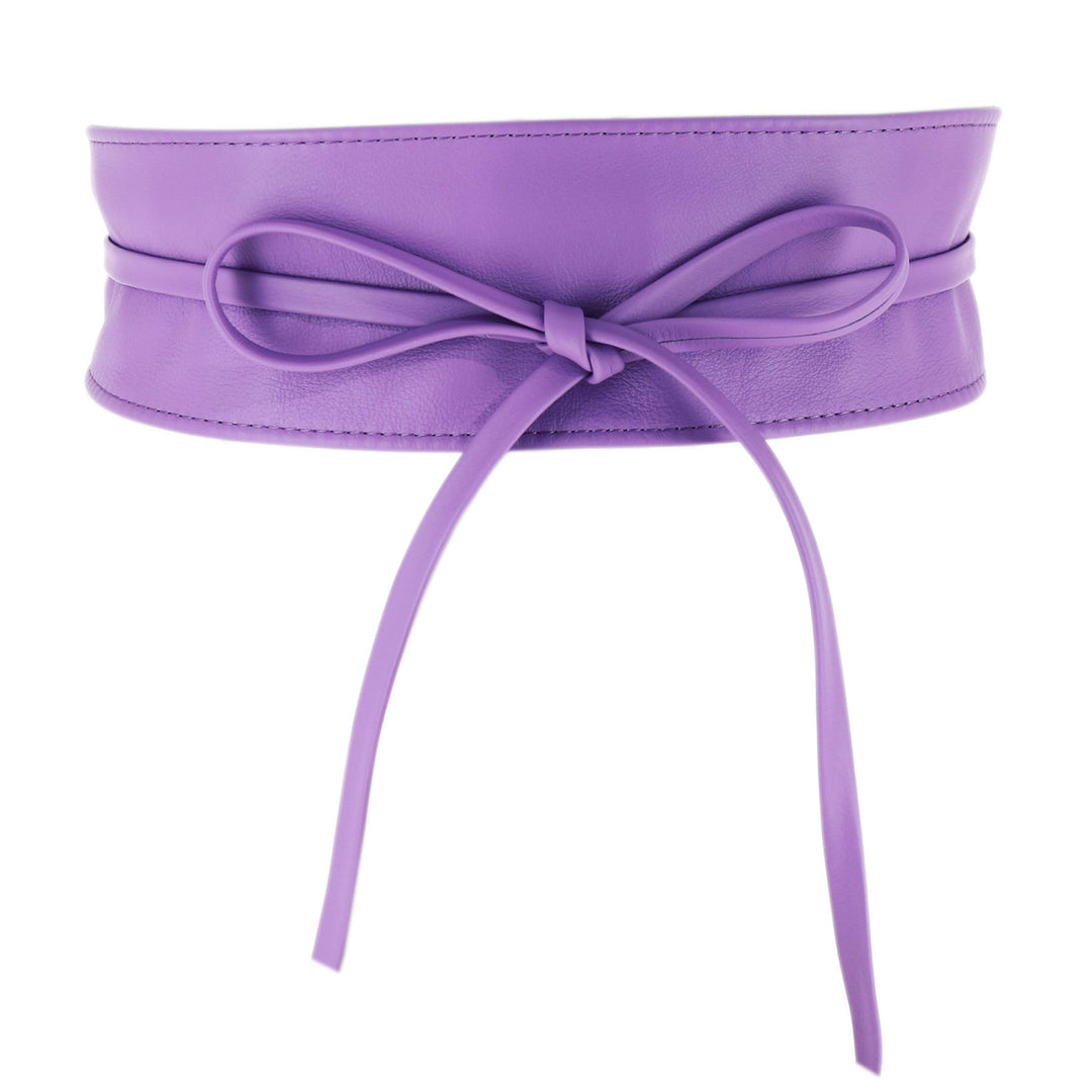 FASHIONGEN - Echtem Rindsleder Vollnarbenleder Obi Gürtel für Damen, Bindgürtel, CASSIANE Lila L-XL,