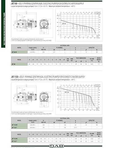 DAB 102660100 Serie Jet 132M Elektropumpe, selbstansaugend 1 kW - 1,36 PS