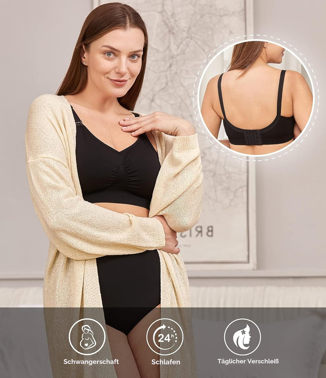 HOFISH Damen 3pack voller Fehlschlag Seamless stillen Schwangerschaft Bras Bralette mit extra-Bra Ex