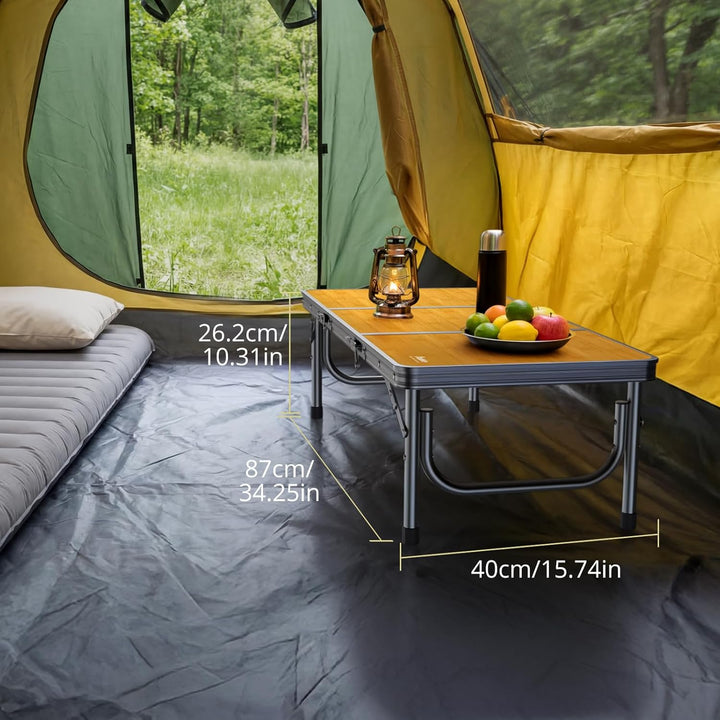 Anbte Campingtisch Klapptisch 87x40x26cm(LxBxH) mit Dicker Aluminium Rahmen Niedriger Picknicktisch