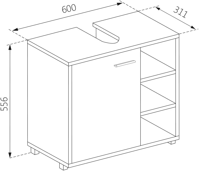 Vicco Waschbeckenunterschrank Perry, Sonoma, 60 x 55.6 cm Sonoma 60x55,6x31 cm, Sonoma 60x55,6x31 cm