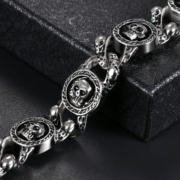 OIDEA Herren RockTotenkopf Armband: Schädel Schwer Gliederkette Armkette Punk Gotik Skull Armreif Sk