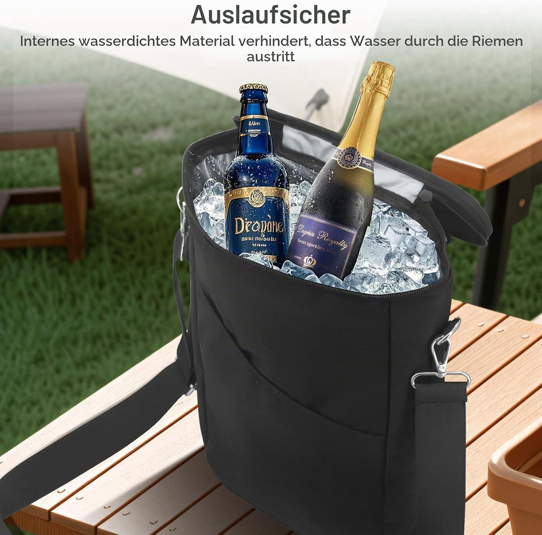Weinkühltasche für 2 Flaschen, isoliert, auslaufsicher, Kühlrucksack mit Schultergurt, tragbare Wein