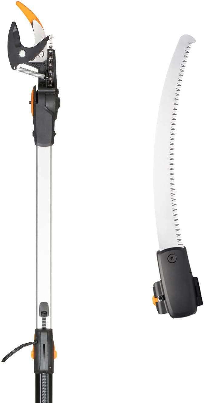 Fiskars Schneidgiraffen-Set, 2-teilig, Bypass Teleskop-Schneidgiraffe UPX86 (Länge 2,4 – 4 m) und Ba