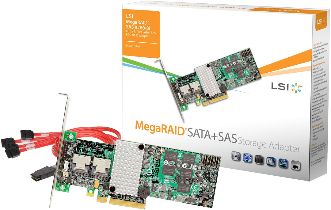 MegaRAID LSI SAS 9260-8i KIT (8-Port, 6Gbit/s SAS / SATA, 512MB, PCI-E 2.0)