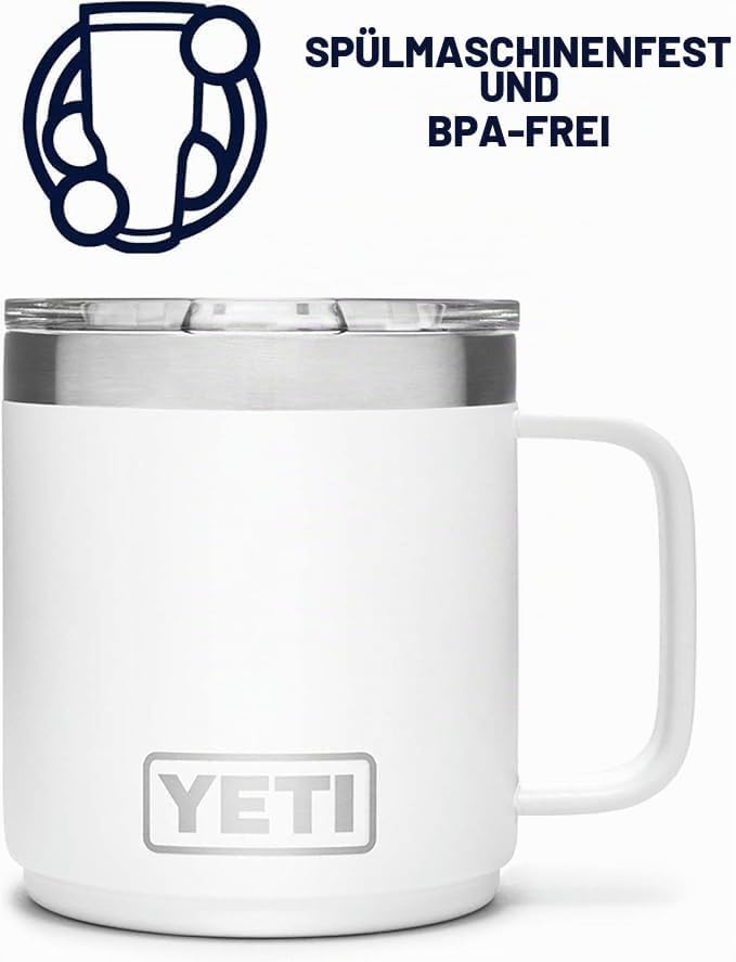 YETI Rambler 10 oz (284 ml) Stapelbarer Becher Mit MagSlider-Deckel – White, White