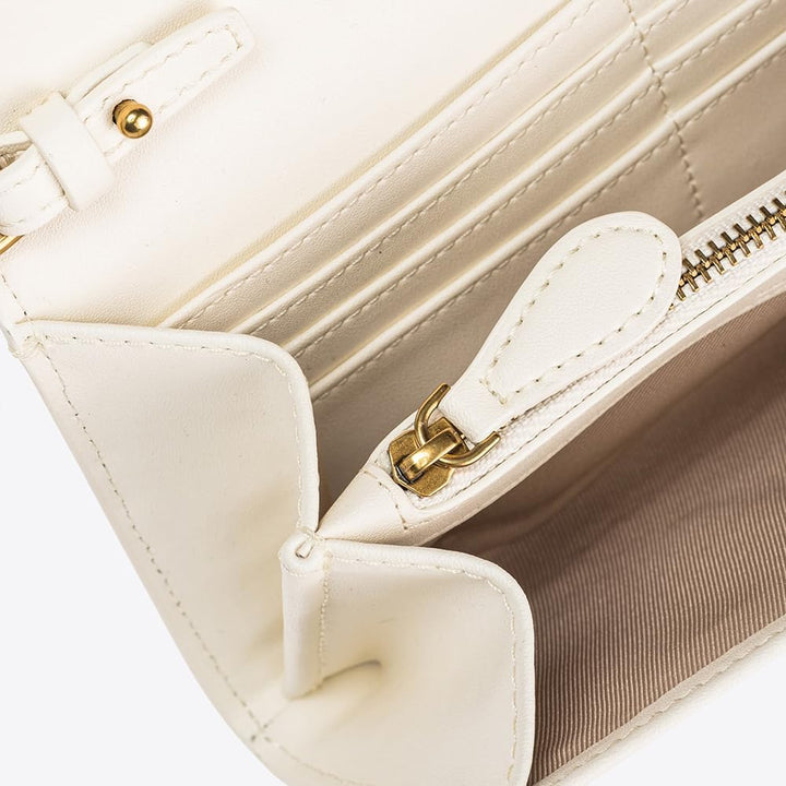 Pinko Damen Love ONE Wallet Liebe EINE GELDBÖRSE C Vitello, Z14Q_Bianco SETA-Antique Gold