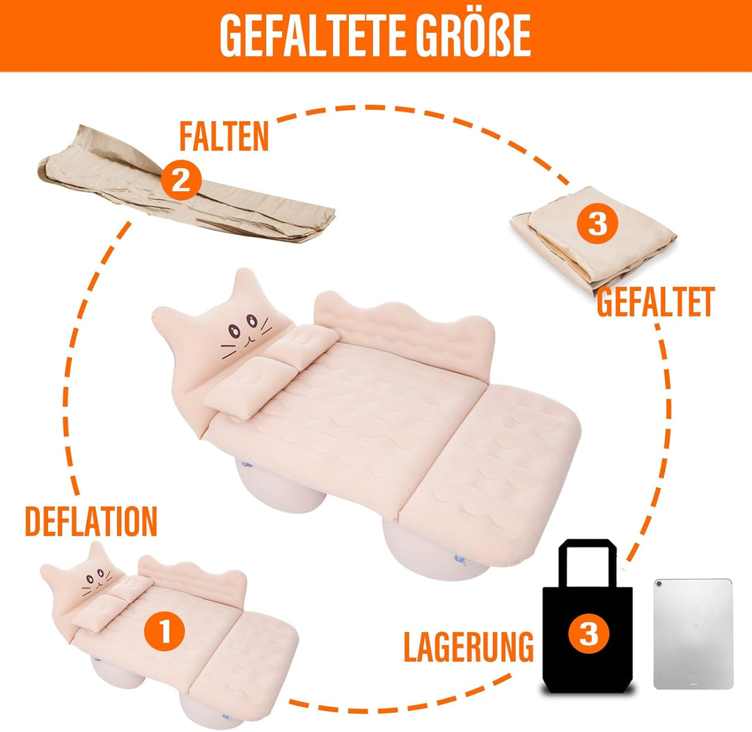 Ergocar Auto Luftmatratze Glückliche Katze Aufblasbare Matratze mit Pumpe Air Bett Camping Auto Kiss