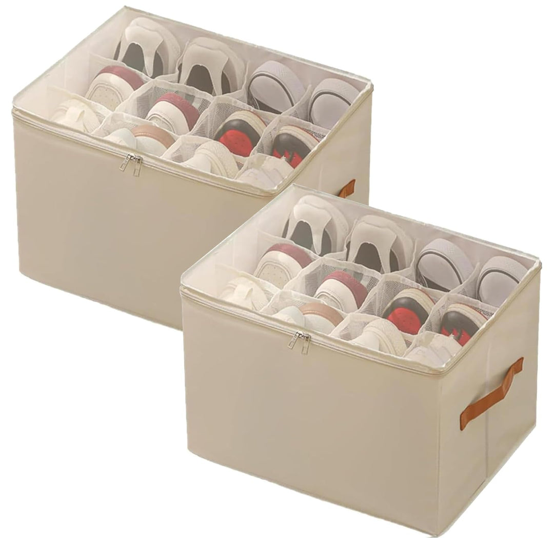Staubdichte Schuhaufbewahrung Schuhorganizer, Shoe Organizer aus Stoff mit Klarer Abdeckung, Schuhbo