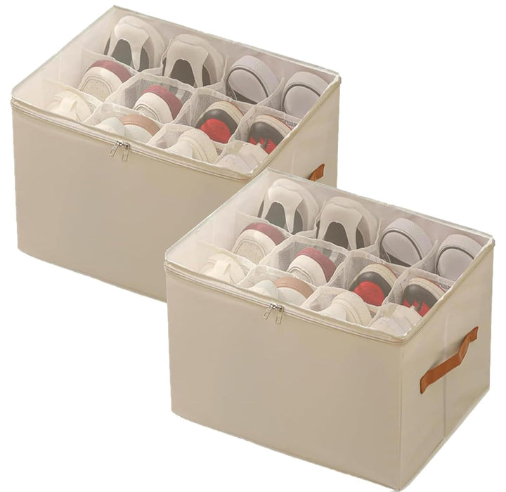 Staubdichte Schuhaufbewahrung Schuhorganizer, Shoe Organizer aus Stoff mit Klarer Abdeckung, Schuhbo