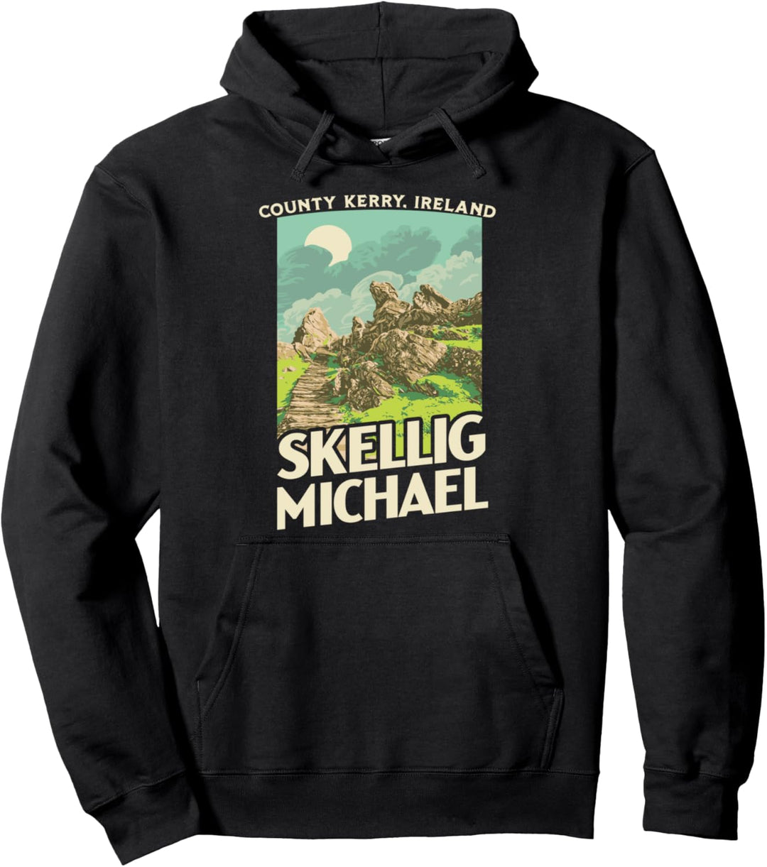 Skellig Michael Ireland Retro WPA Style Vintage Graphic Pullover Hoodie