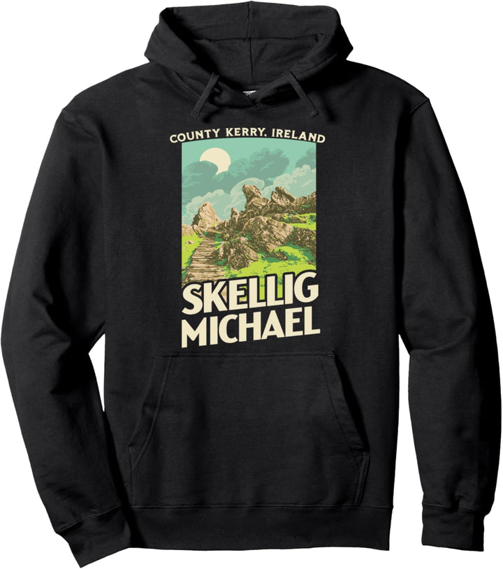 Skellig Michael Ireland Retro WPA Style Vintage Graphic Pullover Hoodie
