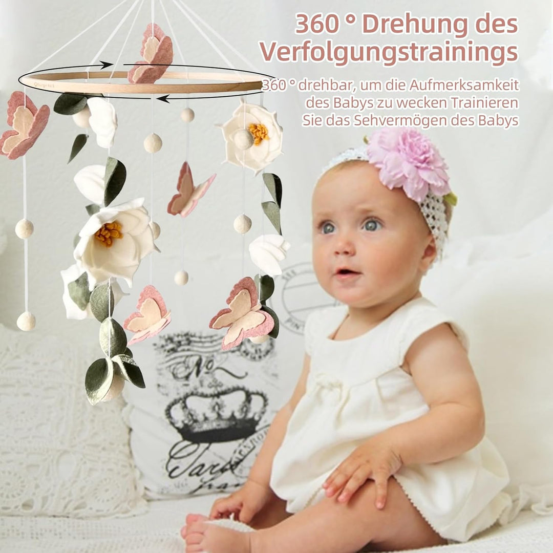 Baby Mobile - Blumen Schmetterlingen Baby Windspiele für Babybett, Mobile Baby Wickeltisch Mobile Ba