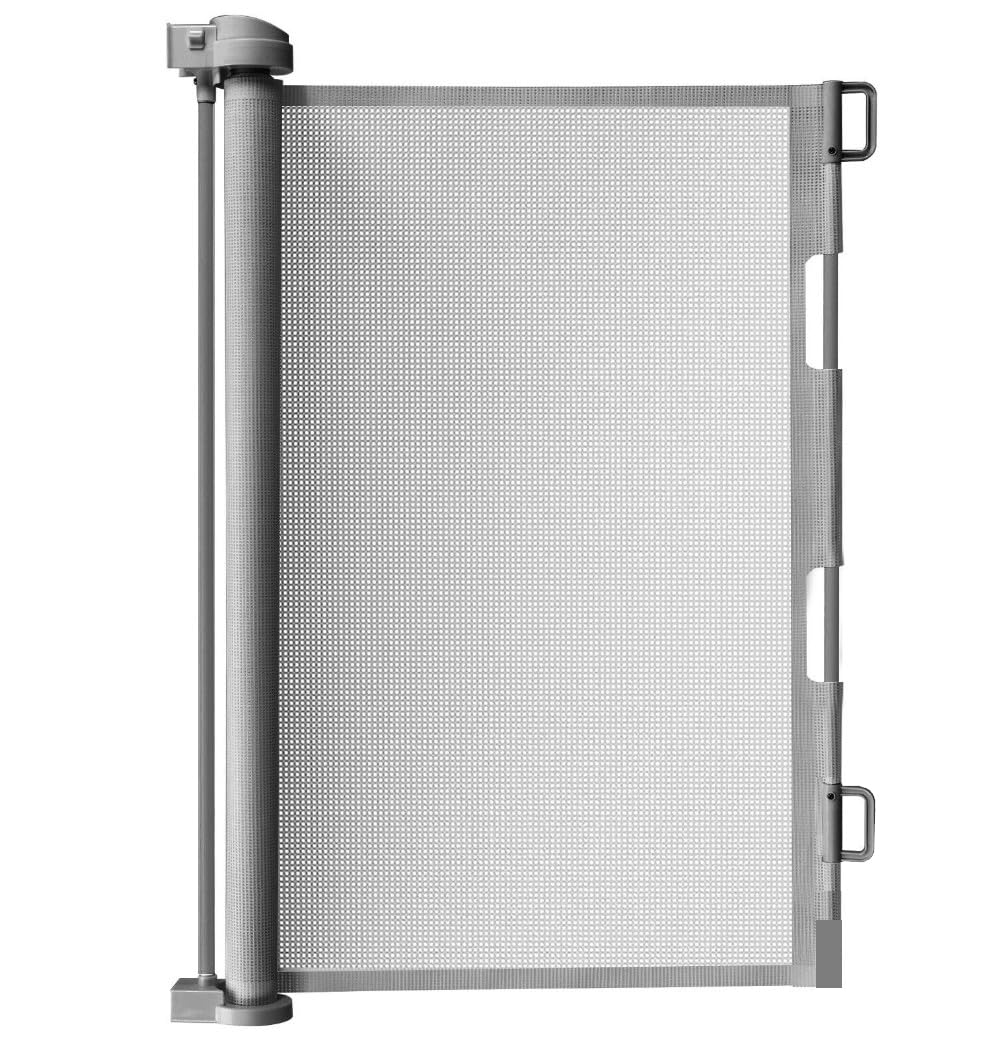 Treppenschutzgitter ausziehbar 13-140cm Rollgitter Höhe 85cm Absperrgitter 19380, Farbe:Grau-Grey, G