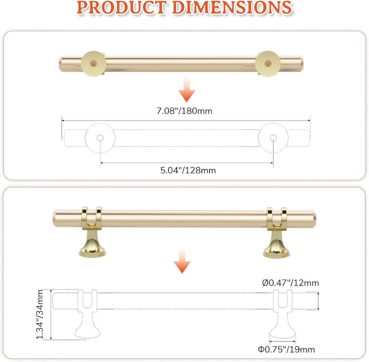 FURNIWARE 10 Stück Möbelgriff, 128mm Bohrlochabstand Möbelgriffe Schrankgriffe Küche Kabinett Griff
