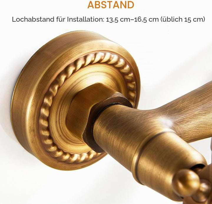 Wandarmatur aus Messing, antik, Drehung: 180 °, Wandarmatur Badezimmer, klassisch, Hebel: Heiss und