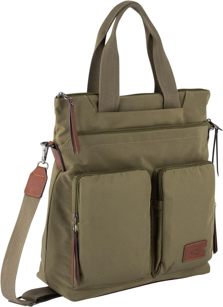 camel active bags Sky Damen Shopper Umhängetasche Reissverschluss Gross Grün Khaki 33,5 x 14,5 x 36,
