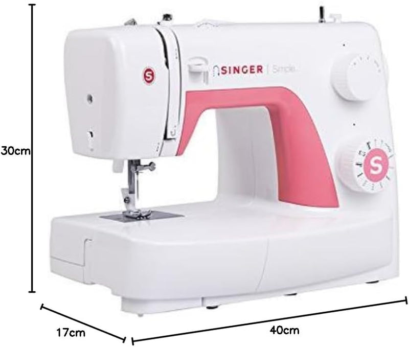 Singer Simple 3210 Freiarm-Nutzstich-Nähmaschine, weiss-rosa 30 X 40 X 17 Cm Weiss-rosa, 30 X 40 X 1