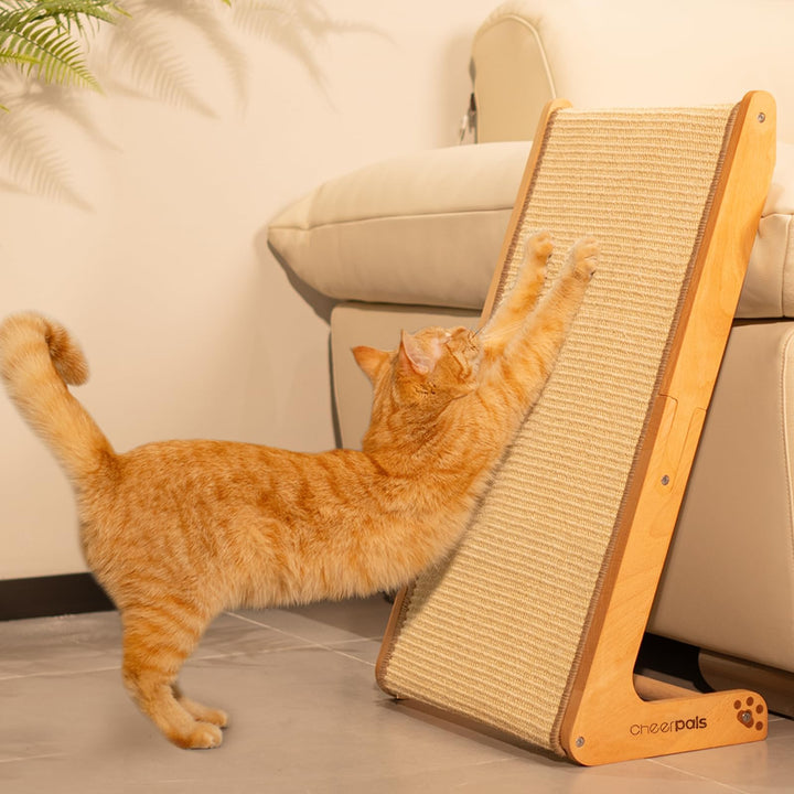 CheerPals Dual-Use Sisal Kratzbrett Katzen- Large 63cm H, Massivholz Buche &amp; Natürliche Sisal Kratzs