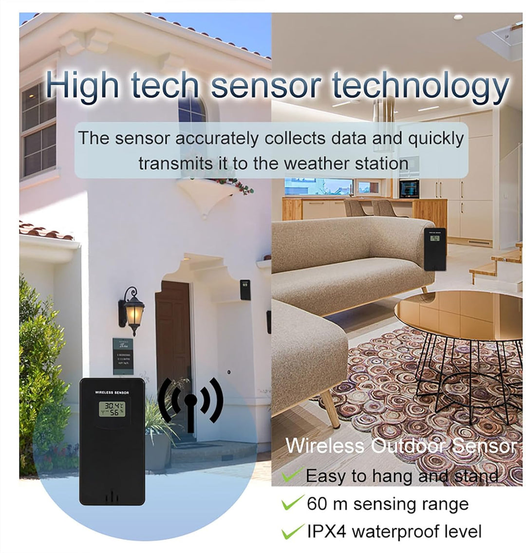 ALLOMN Wetterstation mit kabellosem Aussensensor, Kabellose LCD-Display Digitale Wetterstation mit D