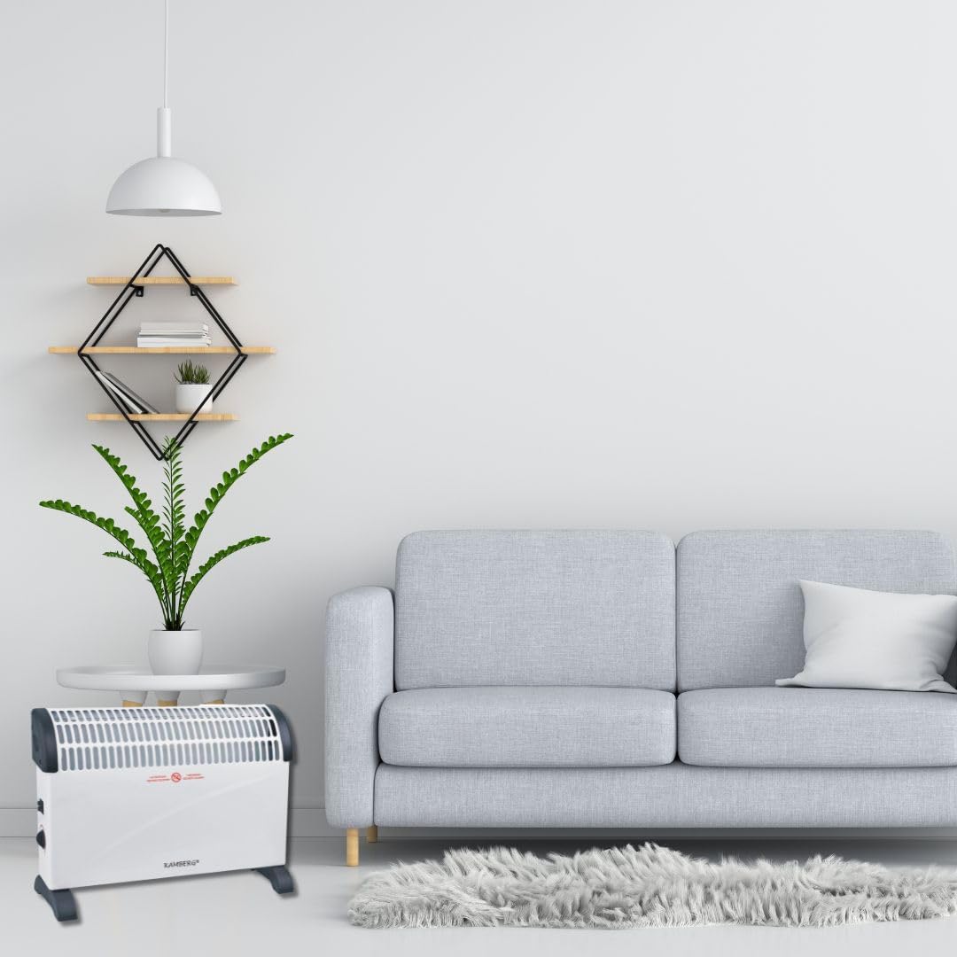 Kamberg Konvektor – Heizung – Elektrischer Heizkörper – 3 Leistungsstufen mit Thermostat – leise, sc