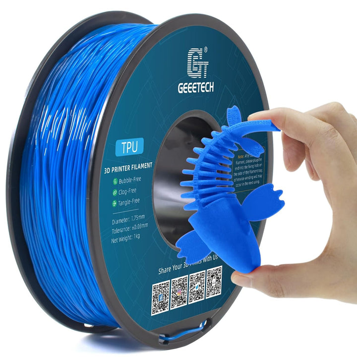 GEEETECH TPU filament 1,75mm Blau, Flexible 3D Drucker Filament 1kg 1 Spool Blau-1KG, Blau-1KG