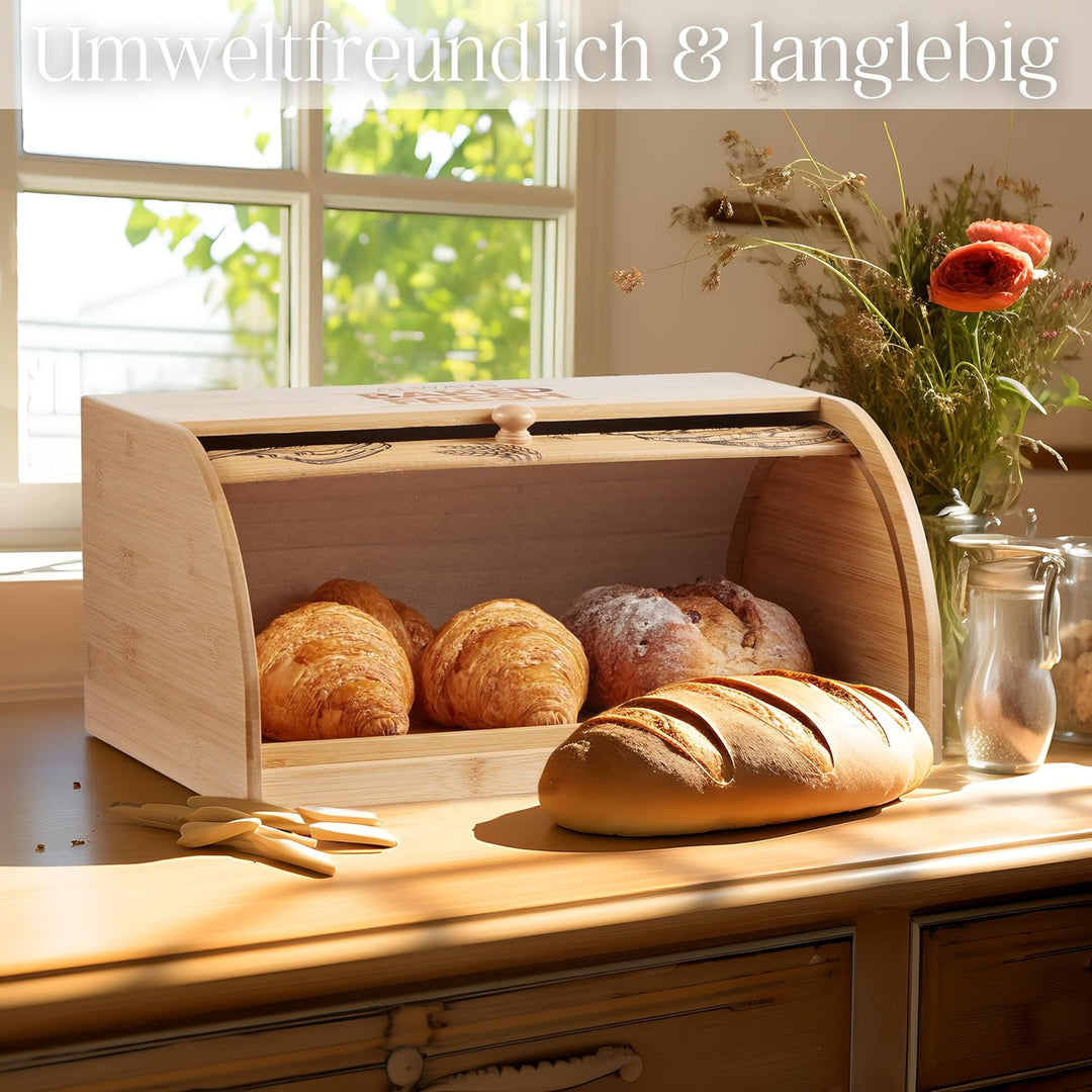 ecosa Brotbox aus nachhaltigem Bambus mit Rolldeckel Brotkasten Brotaufbewahrung Brotkorb Aufbewahru