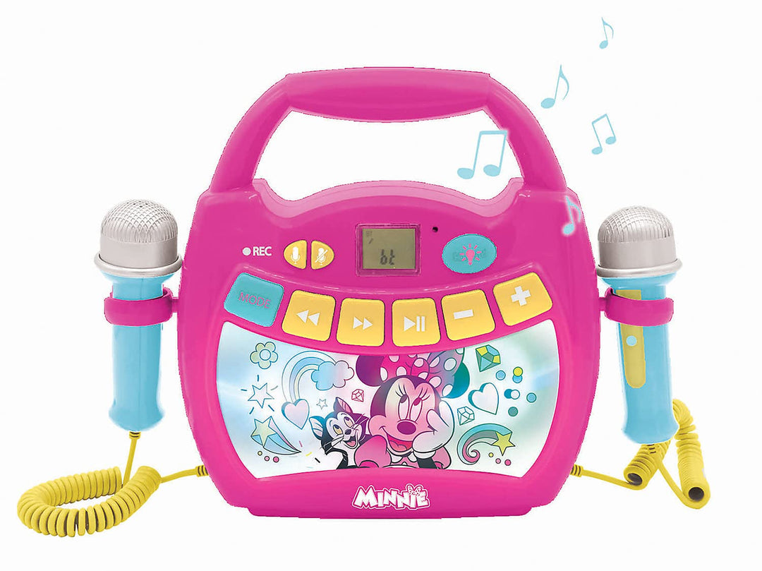 Lexibook, Disney Minnie, Tragbarer Karaoke-Digitalplayer für Kinder, Mikrofone, Lichteffekte, Blueto