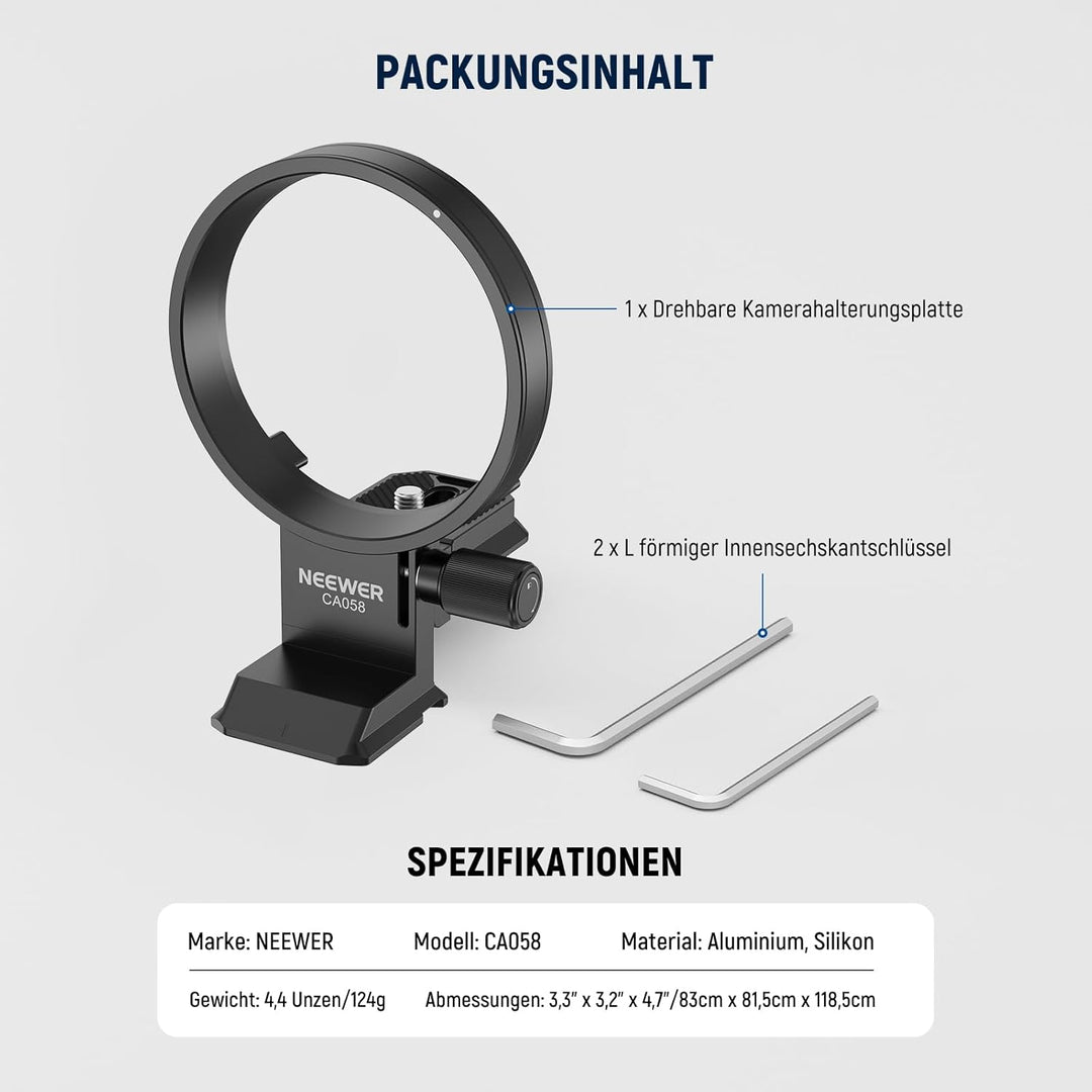 Neewer Drehbare Kragenhalterungsplatte für Nikon Z8 Z7 II Z6 II Z5 FTZ II Adapter, schnelle horizont