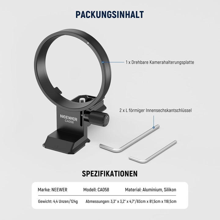 Neewer Drehbare Kragenhalterungsplatte für Nikon Z8 Z7 II Z6 II Z5 FTZ II Adapter, schnelle horizont