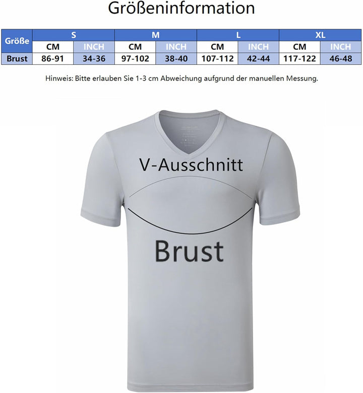 COLORFULLEAF 3/5er Pack Bambus V Ausschnitt T-Shirt Herren Stretch Unterhemd Männer Einfarbig Busine