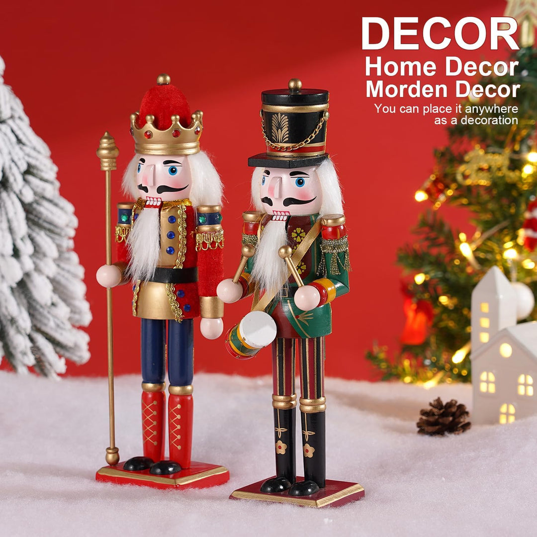 2pc Weihnachten Nussknacker Soldat 30cm Holz Nussknacker Weihnachtsdekorationen für Kamin, Tradition