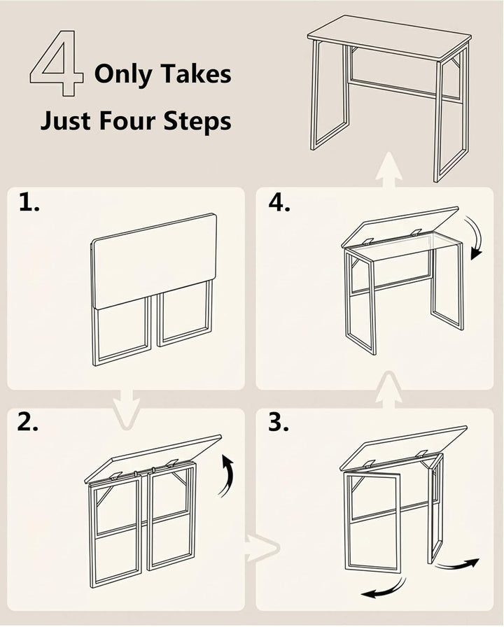 hitsuki Schreibtisch klappbar 80x40x74 cm, Computertisch klein, klappbarer PC Tisch, Kleiner Schreib