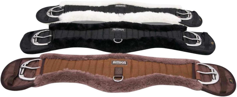 AMKA Western Sattelgurt Mondgurt anatomischer Western Bauchgurt Synthetisches Fell 70 braun, 70 brau