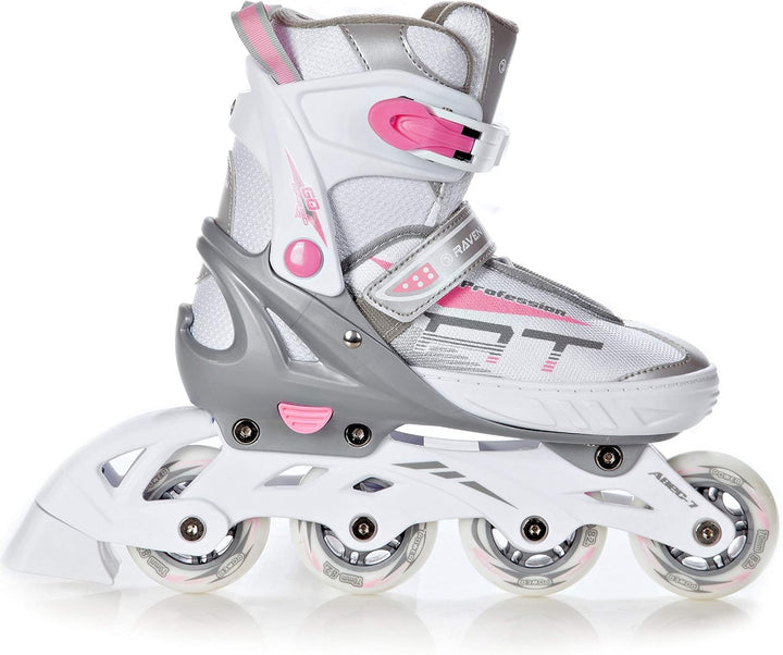 RAVEN Profession Inlineskates 28-32 (18,5-21cm) White/Pink ohne Kufen, 28-32 (18,5-21cm) White/Pink