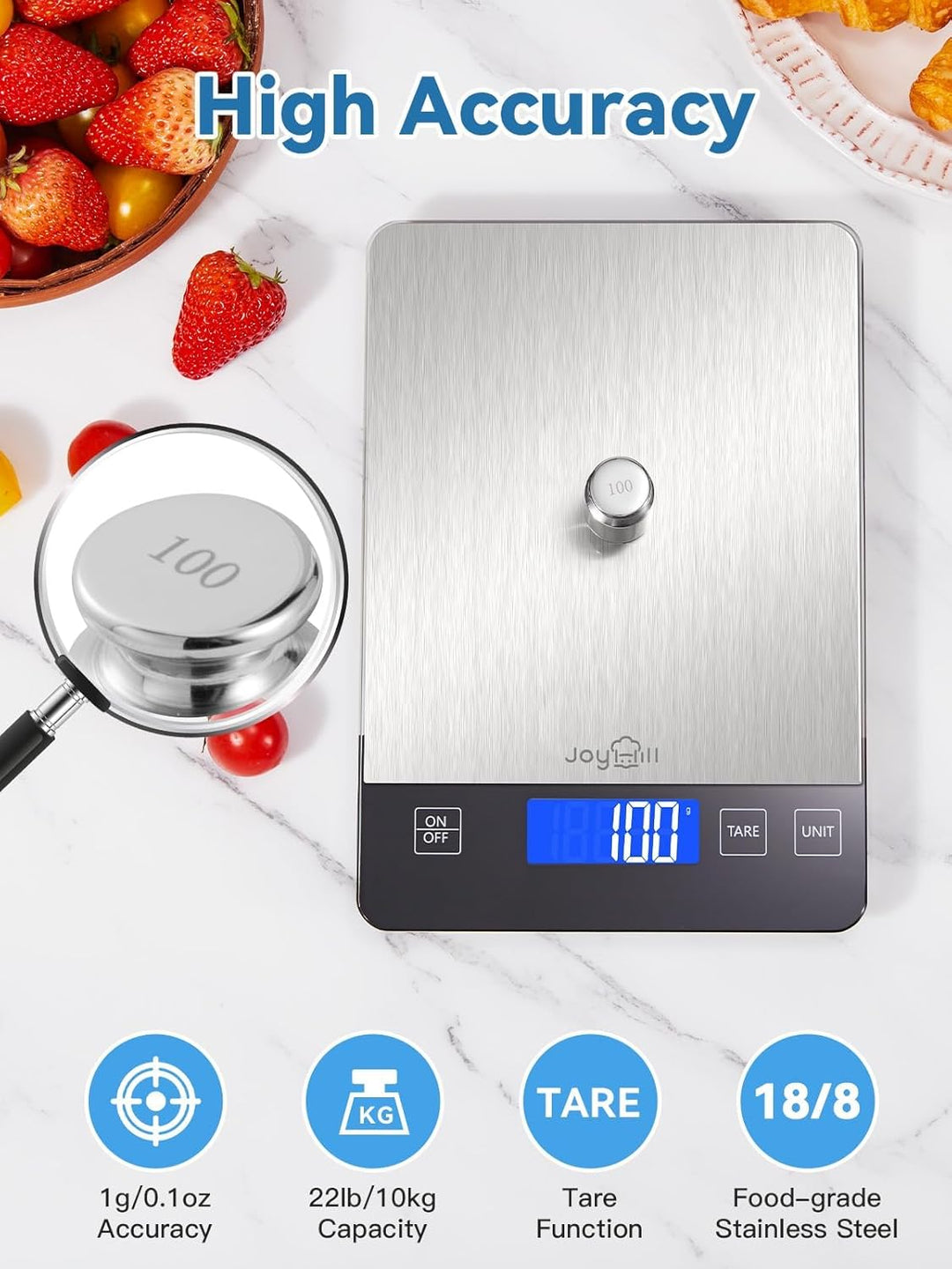 Lebensmittelwaage, 10kg/1g Digitale Küchenwaage, Lebensmittelwaage in Gramm und Unzen zum Backen und