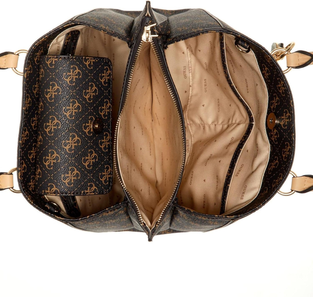GUESS Damen Noelle Bag Braunes Logo, Braunes Logo