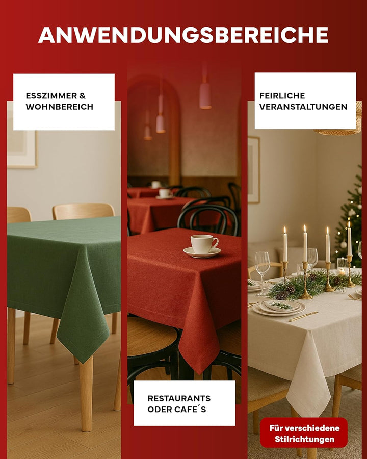 texpot Gartentischdecke 130 x 300 cm in Weiss mit Leinen Optik Lotuseffekt Fleckschutz Bügelfrei Tis