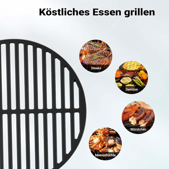 Gusseisen Grillrost rund 54,5 cm massiv für Kugelgrill und Rundgrill Ø 54.5 x 0.9 cm, Ø 54.5 x 0.9 c