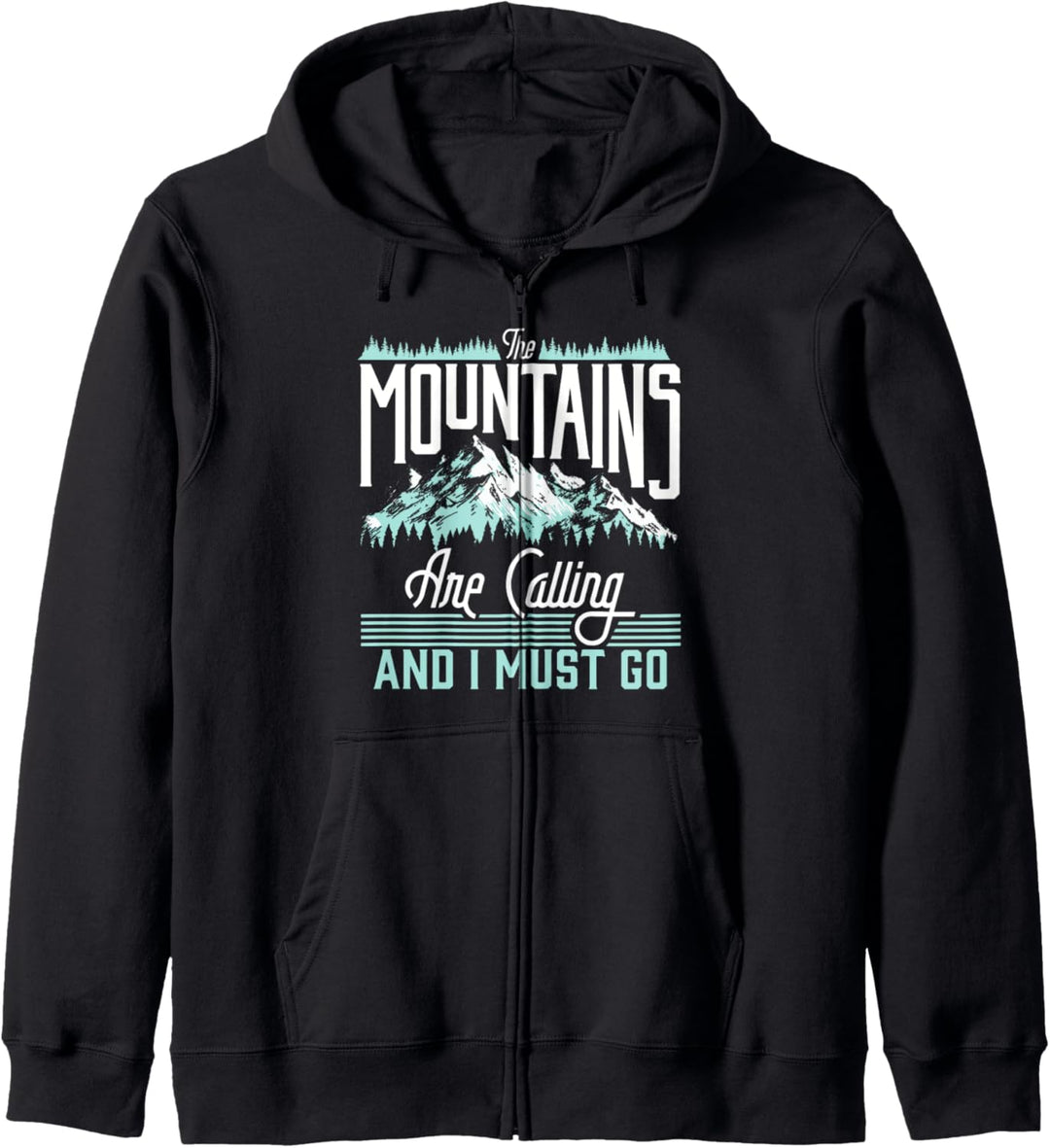 Mountains Are Calling & I Must Go Retro Vintage Graphic Kapuzenjacke