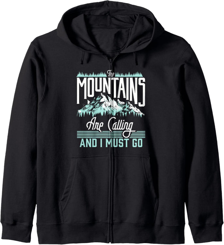 Mountains Are Calling & I Must Go Retro Vintage Graphic Kapuzenjacke