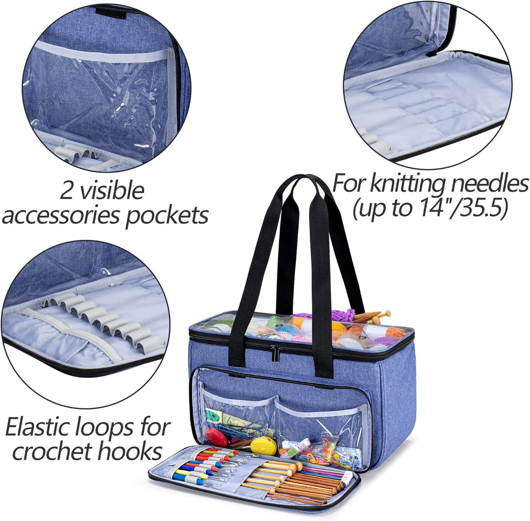 Yarwo Tasche für Garnaufbewahrung, Stricktasche zur Aufbewahrung von Wolle, Handarbeitstasche mit Gr