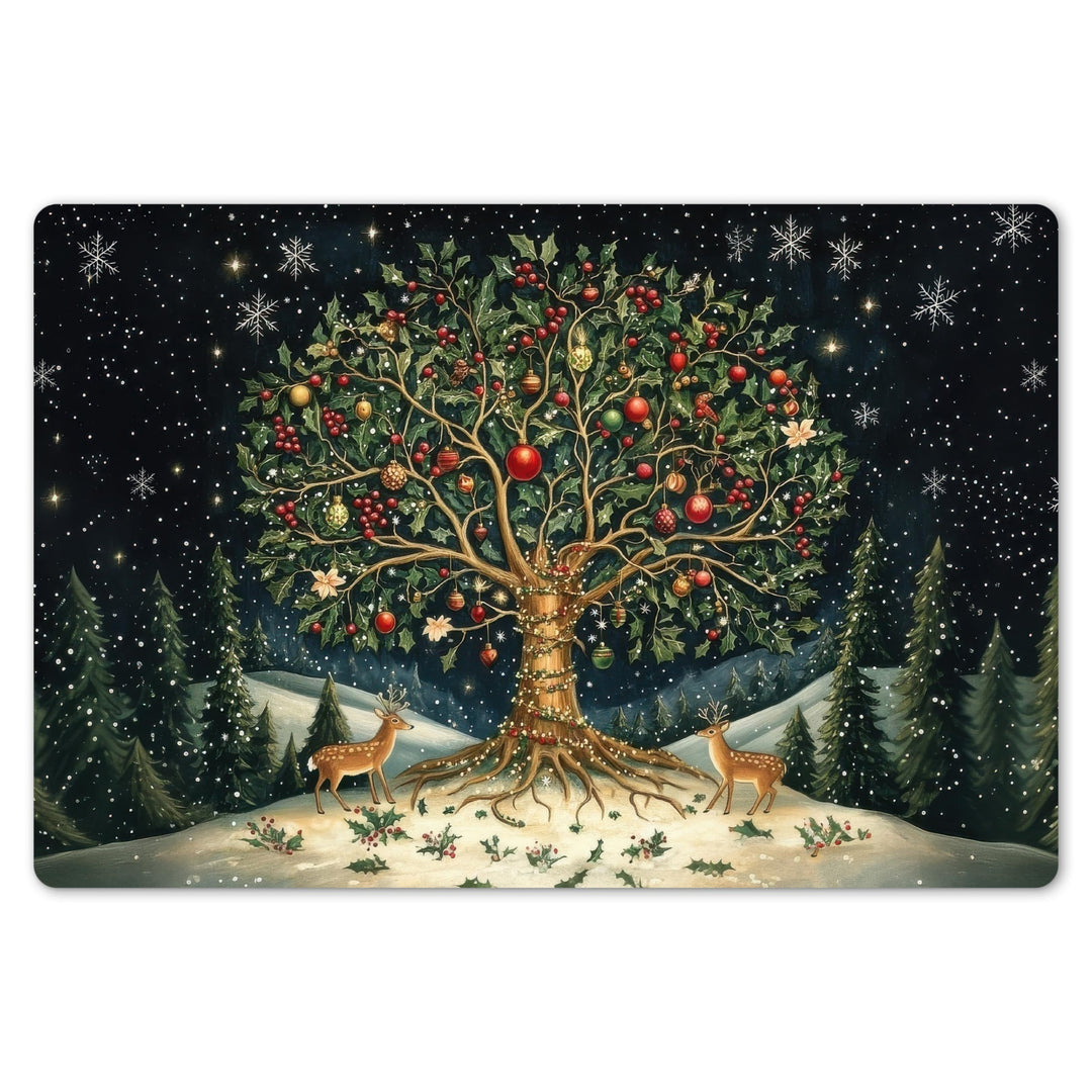 KitchenYeah© Platzsets Abwaschbar 6-Teilig Tischsets Platzdeckchen Platzset Partybaum - Winterhimmel