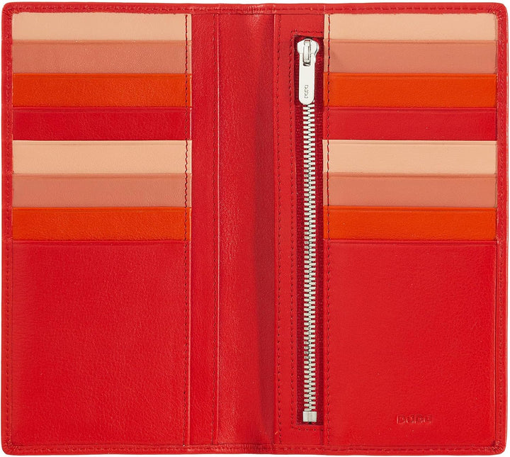 DUDU Brieftasche RFID-Schutz aus Leder bunt Gross mit 16 Karten-Fächern Flammenrot, Flammenrot