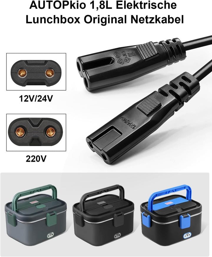 AUTOPkio 12V/24V 220V Netzkabel für Elektrische Lunchbox, Zigarettenanzünder Adapter für Auto LKW un