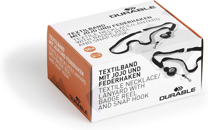 Durable Halsband mit Sicherheitsverschluss und ausziehbarem Federhaken, 10 Stück, schwarz, 822301